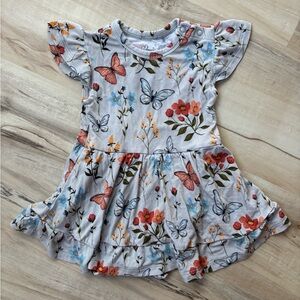 Floral Butterfly Bamboo Bodysuit Twirl Dress